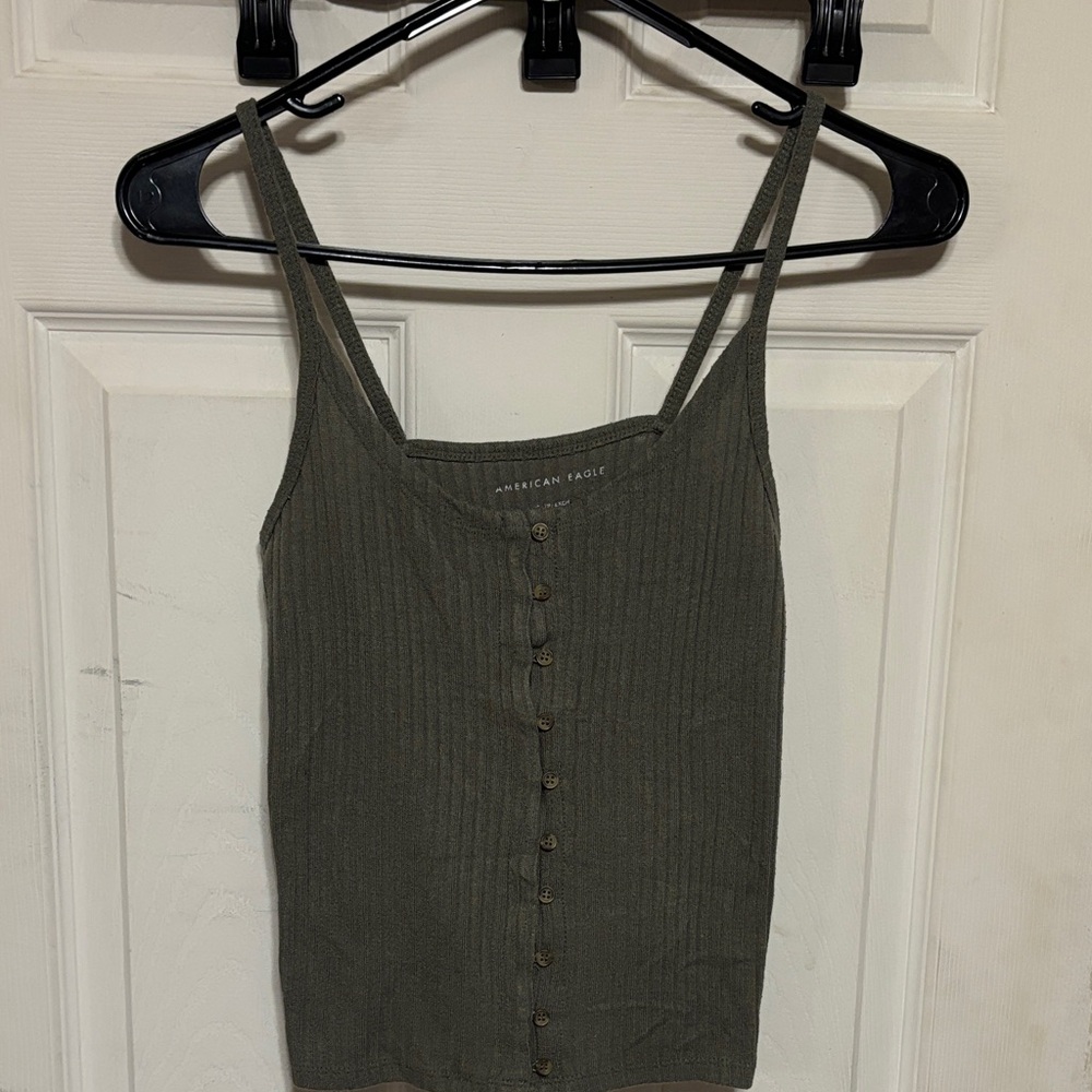 American Eagle Outfitters Button-Front Khaki Camisole